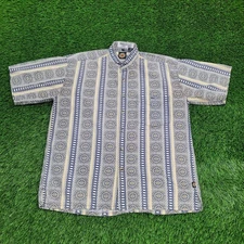 Vintage Baroque Rococo Tile Print Button Shirt M/L 24x28 Oversized Baggy