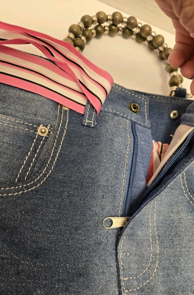 BRACIANO женщин деревянный бисером ручки джинсовой ткани джинсы 5 карман стиль маленькая сумка сумочка - Изображение 4 из 4