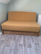 Made From Solid Oak.  Lightly Used with No Marks Great Condition. 3 Panel Futon