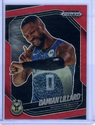 Panini 2024-25 Prizm Black Damian Lillard Milwaukee Bucks #91 Red Parallel