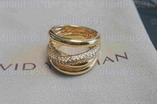 New.DavldYurman5-Row.Crossover Ring 18K-Yellow Gold Pav Diamond US 7