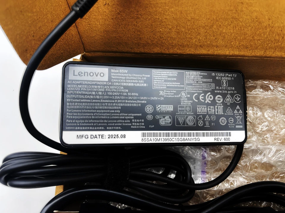 Cargador USB-C genuino 65W para Lenovo ThinkPad T480s T580s T490 E480 ADLX65YDC2A Foto 4 de 4