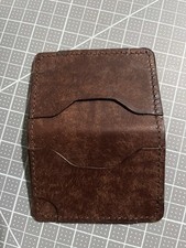 Unisex Slim Leather Wallet with Front Pocket, Dark Brown, Double Hand Stitch