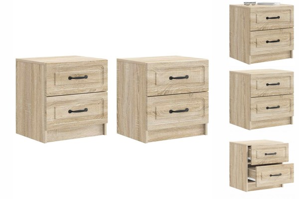 Nachttisch 2Er Set Nachtschrank Sonoma-Eiche 43X34,5X44,5 Cm Holzwerkst-image