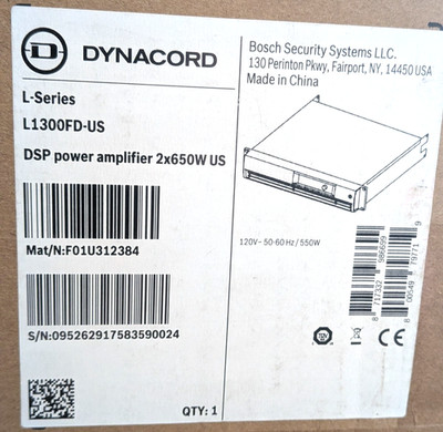 NEW - DynaCord L1300FD DSP 2 x 650W Power Amplifier, 4 Ohms, IRIS-Net Compatible