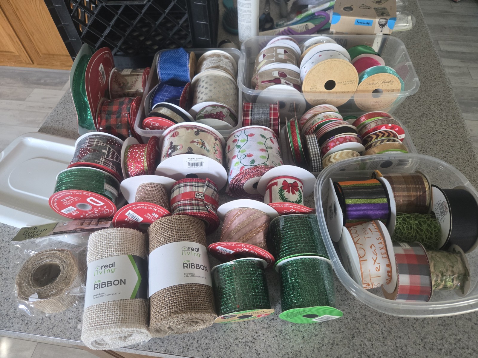 Huge Lot of Ribbon Various Sizes and Brands Various Colors