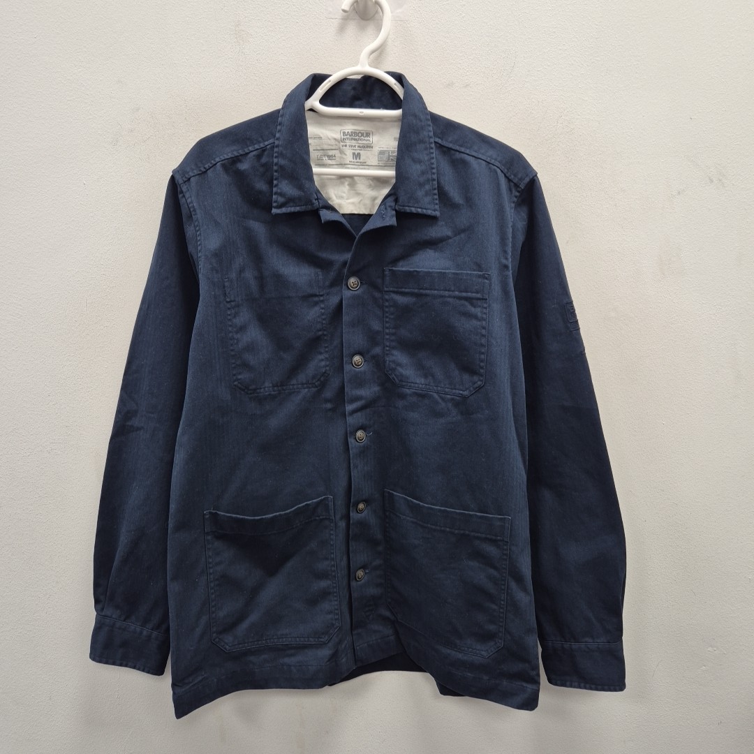 Barbour Steve Mcqueen Cargo Core Navy Biker Casual Overshirt Shirt Size  Medium