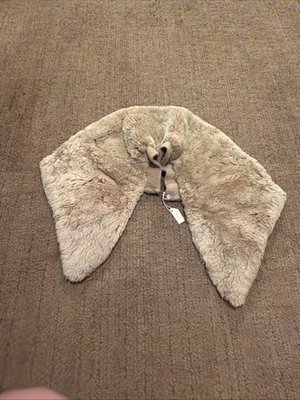#ad Vintage Sheared Beaver Fur Collar Detachable Coat Collar Beige Cream Wrap $20.00