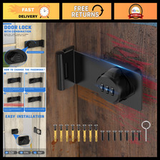 Secure Combination Hasp Lock for Cabinets, Barn Doors, Lockers  Fences - Black