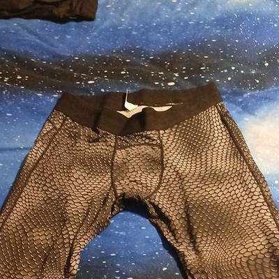 Men's XXL Black Gray Scale compression pants Print 85% Polyester 15% Spandex