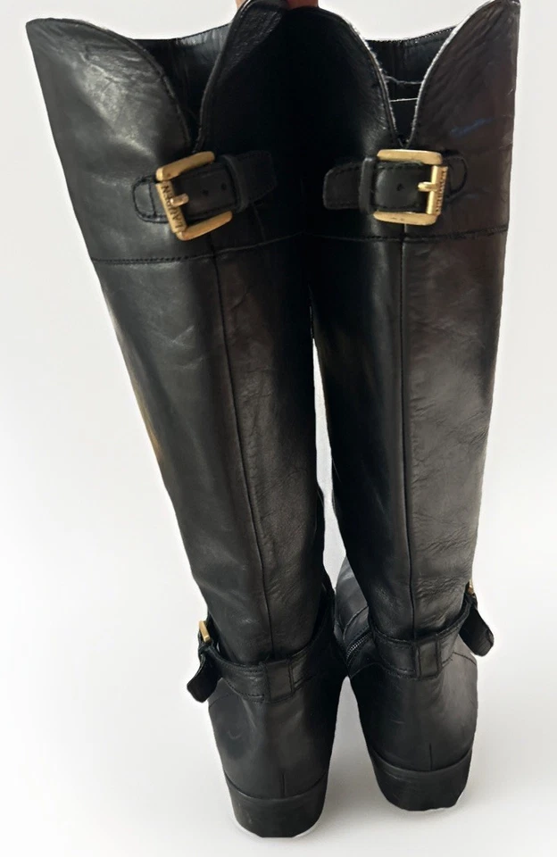 Lauren Ralph Lauren Melora Black Leather Tall Riding Boots Vintage Style Size 7B - Image 3 of 4