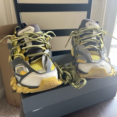 Balenciaga Track Low Top Lace-Up Athletic Sneakers Yellow Gray White Black