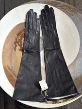 Vintage Real Kid Mart Set Black Leather Gloves Made in France Size 6.5 JW Knapp