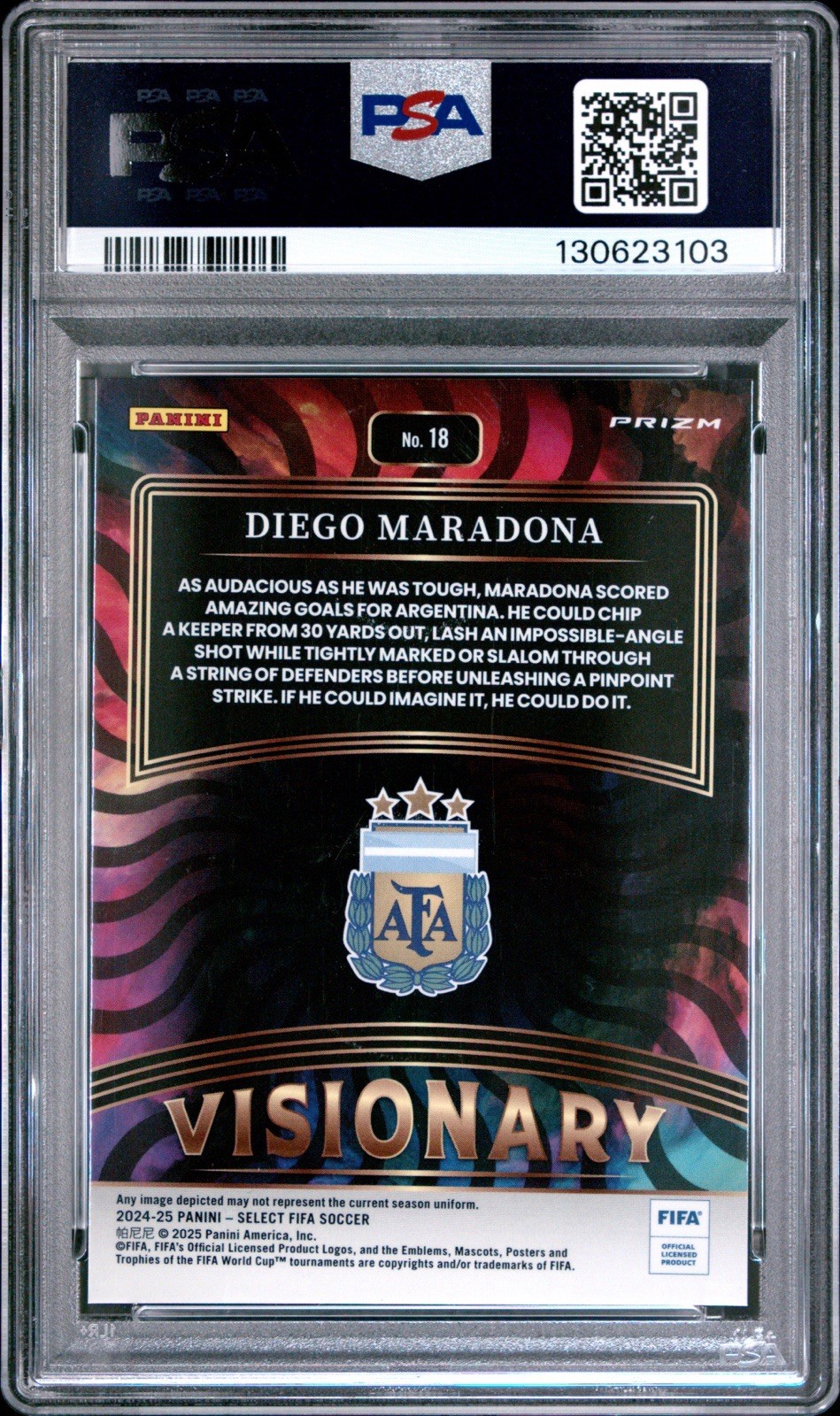 2024-25 Panini Select FIFA - Diego Maradona Visionary #18 PSA 10 - Argentina view 2