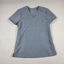 Figs Catarina Women's XS Scrub Top Blue Gray Pocket Stretch V Neck Medical