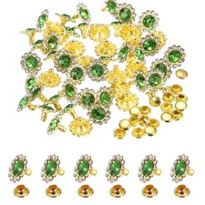 50pcs Colorful Rhinestone Rivets 11mm Sun Flower Crystal Studs, Cyan