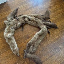 Vintage 4 Mink Fur Full Body Pelt Stole Scarf Shawl Wrap Collar