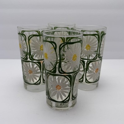 Vintage Libby Daisy Juice Glasses | Embossed | 5.5  in | Set of 4