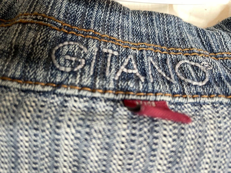 Vtg Gitano 80s Denim Jean Jacket Rare Plus Size 30W 90s Textured Stretch - Image 4 of 4