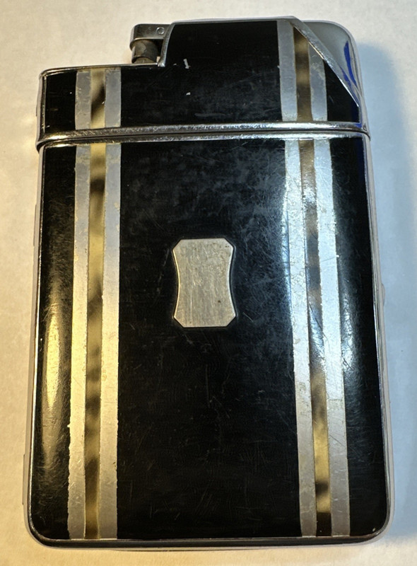 VINTAGE Marathon Cigarette Case LIGHTER Art Deco Enamel Tortoiseshell Silver