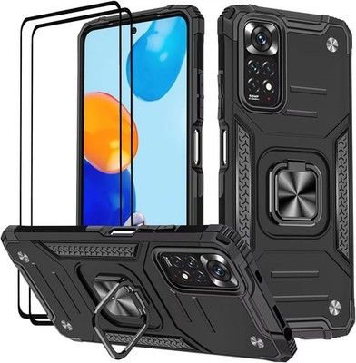 Handyhülle Silikon TPU Schwarz 360 Grad Drehbar Ringhalter für Redmi Note 11