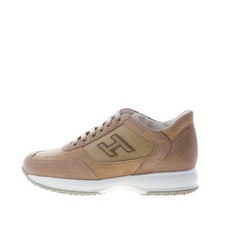 HOGAN scarpe uomo Sneaker Interactive in camoscio e tessuto tecnico beige