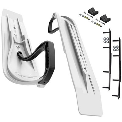 Slydog Powder Hound 8'' White Skis w/4'' Round Bar Complete Kit Polaris Pro-Ride