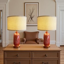 Ceramic Table Lamps, Set of 2 Modern Table Lamps for Bedroom Living Room Beds...