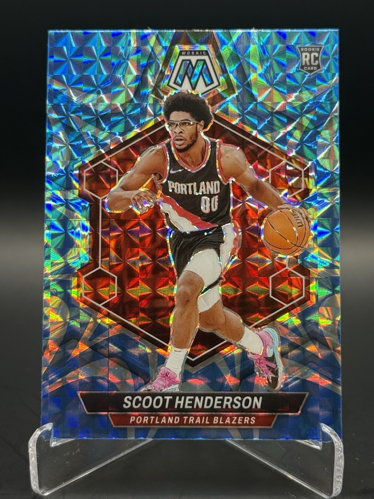 2023-24 Panini Mosaic - Rookies Scoot Henderson #216 Reactive Blue Mosaic Prizm