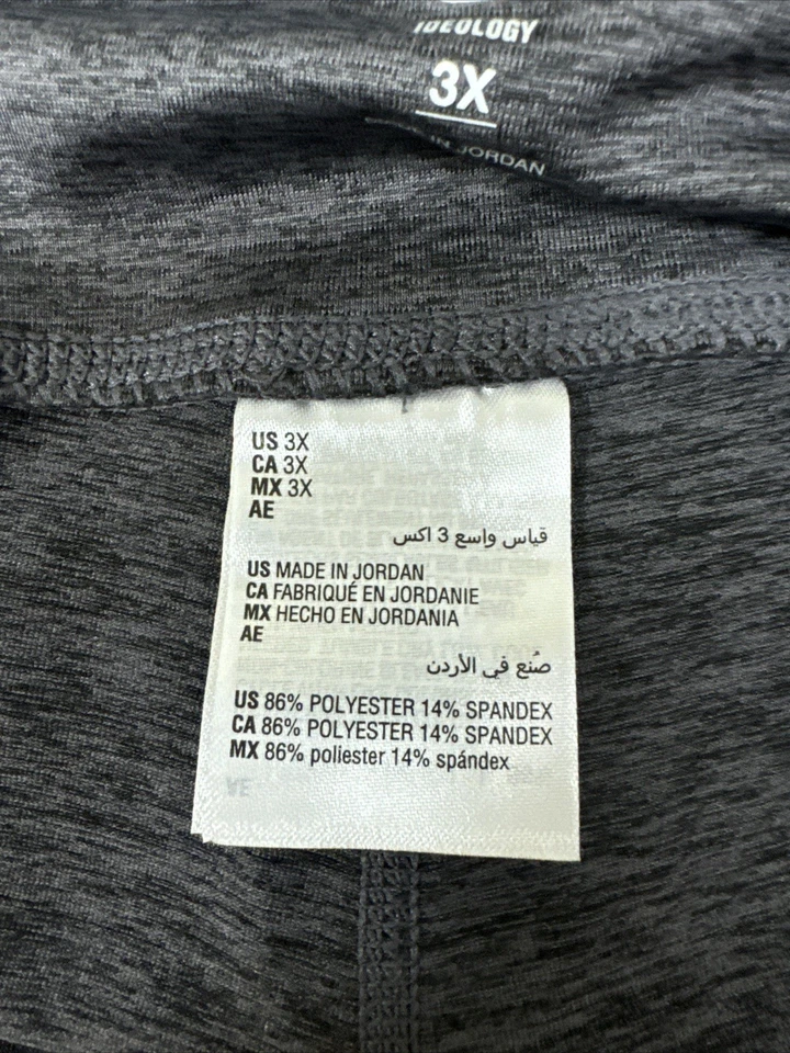 Leggings recortados que absorben la humedad IDEOLOGY para mujer, negro carbón, 3X Foto 3 de 4