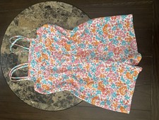 Primark Girls Romper Size 10-11 Tropical Floral Cotton Flutter Sleeve Summer