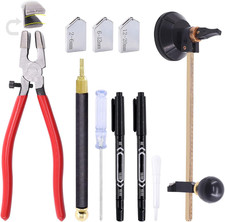 9 Pcs Glass Cutting Tool Set Kit Includes Adjustable Circular Glass Cutter, Glas
