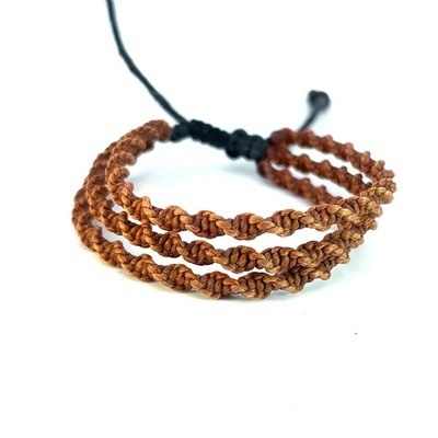 Handmade Braided Cord Bracelet Macrame Brown Adjustable Unisex Boho