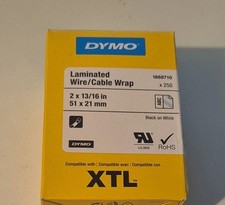 Dymo 1868710 XTL 51mm x 21mm 250 Laminated Wire Cable Wrap Black on White