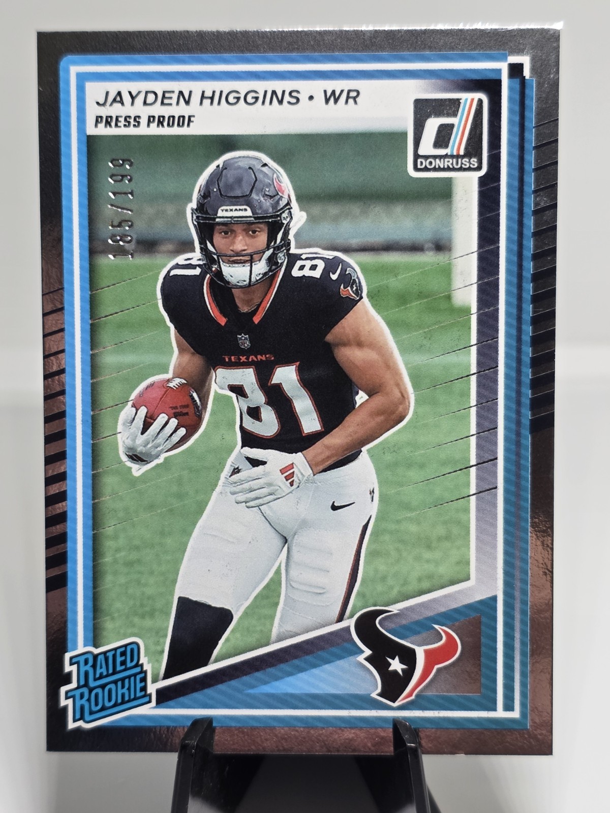 JAYDEN HIGGINS 2025 DONRUSS RATED ROOKIE SILVER PRESS PROOF RC /199 Q4556