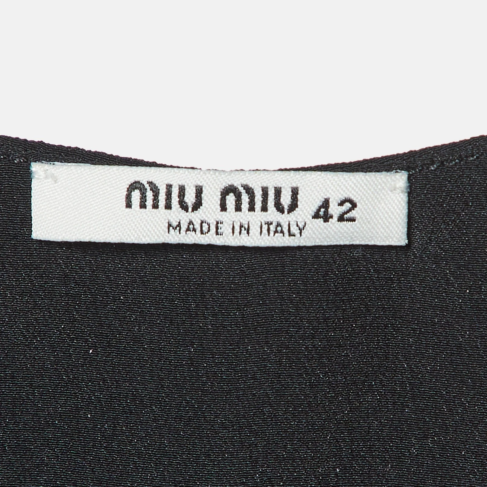 Mini abito senza maniche in seta nero Miu Miu M