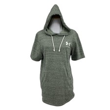 Under Armour Gym Hoodie Mens S Small Grey UA Rival Terry Short Sleeve Workout