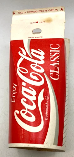 Vintage  Coca-Cola Classic Coke Waxed Paper Drink Carton