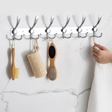 Coat Clothes Door Holder 6/18 Hooks Rack Hat Wall Hanger Rail Stainless Steel UK