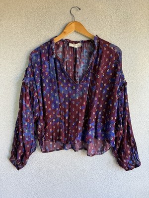 Cleobella Blouse Womens Small Deep Purple Dara Dark Fairy Cottagegoth Witchy