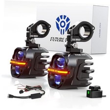 Motorcycle Fog Lights 120W LED Amber Auxiliary Driving Lights with DRL