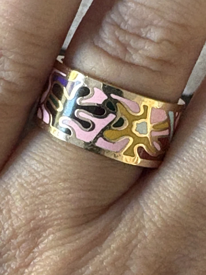 Anillo Floral Esmalte Colorido Talla 7 Foto 3 de 4