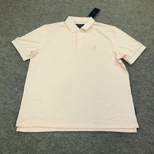 Nautica NAVTECH Polo Shirt Mens Medium Pink Solid Knit Logo Short Sleeve KR5308