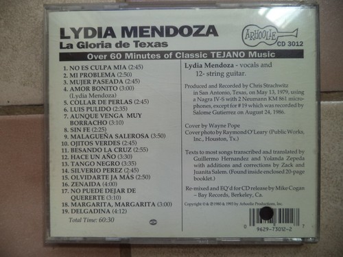 Lydia Mendoza - La Gloria De Texas CD - Imagen 2 de 3