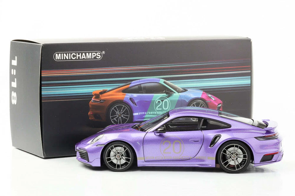 1:18 Porsche 911 992 Turbo S COUPE Sport Design 2021 Purple Viola Minichamps - Image 2 of 4