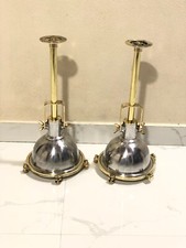 Pair of Elegant Marine Pendant Lights Brass Aluminum Nautical Ceiling Fixture
