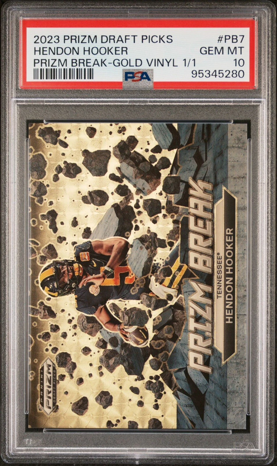 Hendon Hooker Panini Prizm Draft Picks Prizm Break #PB7 Gold Vinyl 1/1