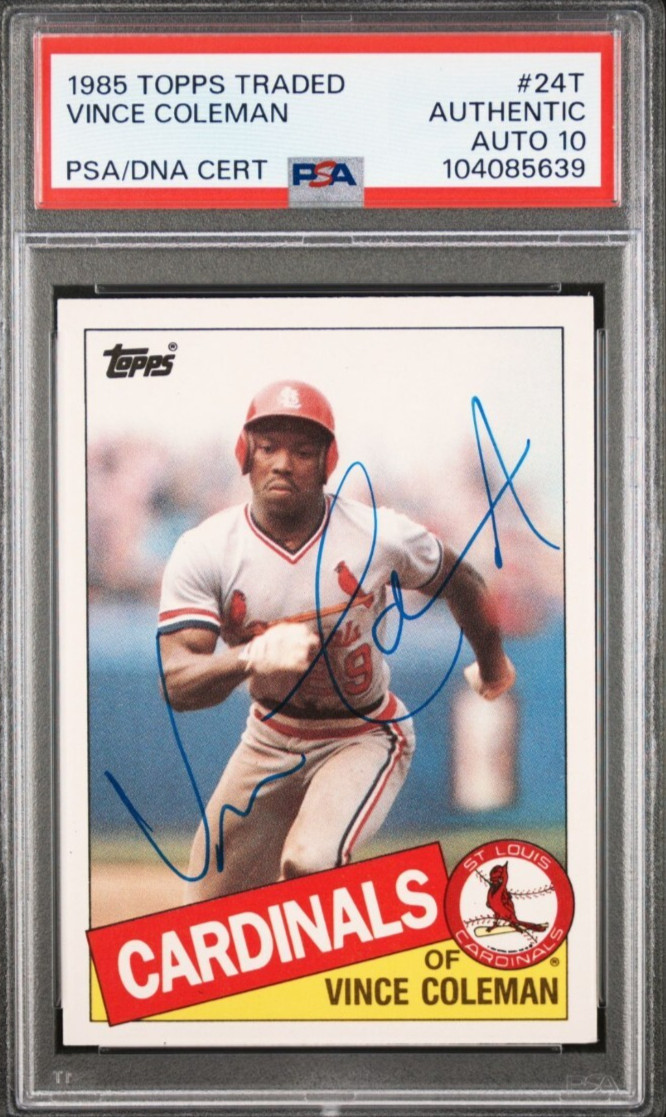 1985 Topps Traded Vince Coleman Signed Rookie Card Autograph RC JSA PSA 10 Auto