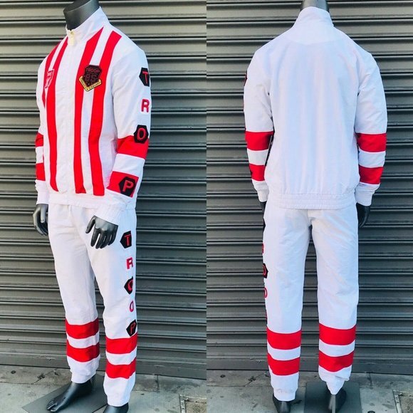 Men's Troop White Red Windbreaker Fashion Tracksuit