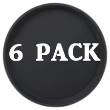 6 PACK 11" Black Round Non-Skid Plastic Restaurant Bar Serving Commercial Tray